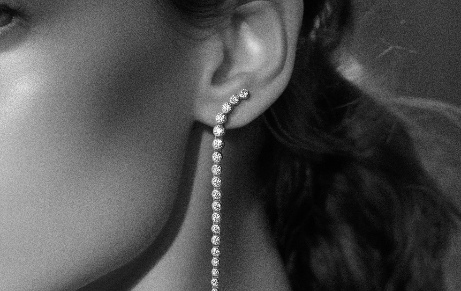 Photographed Julie Sandlau jewellery integrated with an AI-generated model